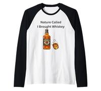 Camping Naturaleza Llamado Trajo Whisky Camping Diversión Camiseta Manga Raglan