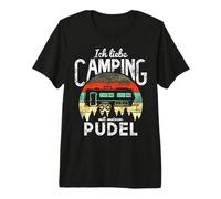 Camping Perro Autocaravana Me Encanta Acampar caniche Vintage Camiseta Premium
