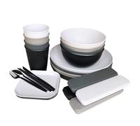 Camping Plates, Unbreakable Plates and Bowls Set for 4, 36 Pcs Plastic Picnic Set for Party, Home & Picnic, Lightweight Microwave & Dishwasher Safe, Camping Cutlery for Kids and Elderly
