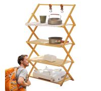 Camping plegable Rack - Mesa multinivel, Sturdy Construction | Accesorio de almacenamiento al aire libre para senderismo, viajes, pícnic, jardín, actividades al aire libre, organización práctica