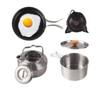 Camping Pot - 3 Pieces Camping Cooking Gear | Backpacking Cooking Set | Stainless Steel Pots With Storage Bag For Kitchen Home Outdoor Picnic Travel Adventure Scout Beginner