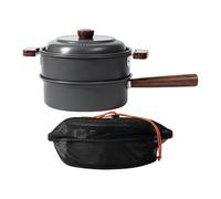 Camping Pot - Large Double-Layer With Wooden Handle