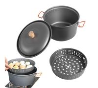 Camping Pot, Lightweight Boiling Pot, Heat Resistant Body, Large Capacity Pan, Lightweight Design, Excellent for Hiking, Picnic, Outdoor Travel, Boiling or Steaming Meals