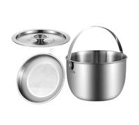 Camping Pot, Outdoor Camp Cookware, Kitchen Accessories, Lid and Handle Included, Design, Ideal for Home, Alfresco Travel, Picnic, Fishing, Hunting, BBQ, Oil Storage Easy to Use