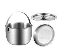 Camping Pot, Outdoor Cookware, Campfire Cooking with Lid and Handle, Compact Kitchen Accessory for Travel, Picnic, Bbq, Fishing, Hunting, Oil Storage, and Home, 470g, Silver