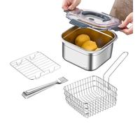 Camping Pot Set - 2500ml Stainless Steel Cookware, Outdoor Cooking Kit Steamer Fry Basket, Portable Camping Gear Durable Build | Multi Function Cook Set for Hiking Backpacking Outdoor Cooking