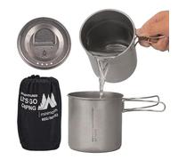 Camping Pot Set, Stainless Steel Camp Cookware, Foldable Handle Outdoor Cook Pot, Lightweight Compact Cooking Kit for RV, Travel Hiking, Bushcraft Emergencies, 4.72x5.91 Inches