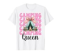 Camping Queen, para niñas, mamá, Camper, Tienda de campaña, Coqueta, Lazo Camiseta