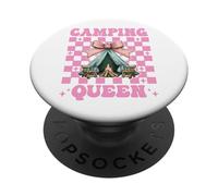 Camping Queen, para niñas, mamá, Camper, Tienda de campaña, Coqueta, Lazo PopSockets PopGrip Adhesivo