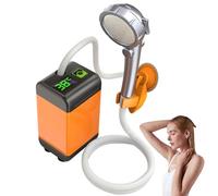 Camping Shower 12V 4800mAh Monitoreo de temperatura recargable Ducha portátil con cabezal de ducha, soporte de taza de succión y filtro desmontable para mochilero, senderismo, al aire libre