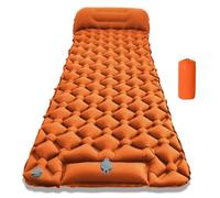 Camping Sleeping Pad, uilt-in Foot Pump,Waterproof Inflatable Campings Sleepings Pads, Foldable Camp Sleeping Pads Travel Tent Gear for Parks Hiking Backpacking Picnic (Orange,Single)