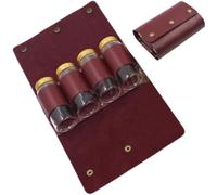 Camping Spice Kit with 4 Leak-Proof Bottles,Outdoor Portable PU Leather Spice Organizer with Carabiner,Multi-Compartment Seasoning Storage Bag for BBQ,Backpacking,Hiking and Picnics (Wine Red)