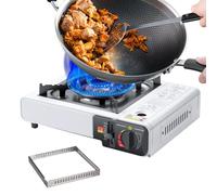 Camping Stove Portable, Adjustable Burner System, Multi-Stage Flame Control, Automatic Ignition Feature, Lightweight Build, Perfect for Garden BBQ Road Trips Hiking Backpacking