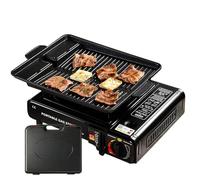 Camping Stove, Portable Camp Cooker, Adjustable Heat Burner, Piezo Ignition Design, Compact Cooking Tool, Outdoor Bbq Kitchen Tailgating Use, 34x28x11cm Black Color