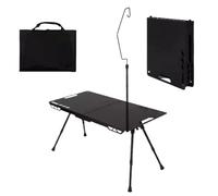 Camping Table, Folding Picnic Cooking Desk, Aluminum Alloy, Portable Height Adjustable Table with Light Holder, Ideal for RV Tailgating, Garden Barbecue, Beach, Backyard, Balcony, Patio, 80x40x30cm