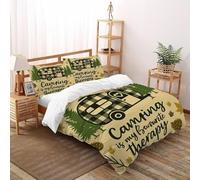 Camping Terapia Funda Edrojoon 3 Piezas 3D Estampado Camping RV Bosque con Cremallera Y Funda De Almohada Double（200x200cm） Microfibra Ropa De Cama para Adultos Y Niñas