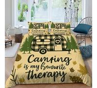 Camping; Terapia Funda Nordica Algodon 3 Piezas con Impresión En 3D Camping RV Bosque con 2 Fundas De Almohada King（220x240cm） 100% Microfibra Juego De Cama para