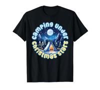 Camping Under Christmas Stars Expert Camper Camiseta gráfica económica, Hombre, Negro, XL