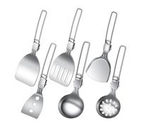 Camping Utensils Set, Cooking Tool, compacto y reutilizable, estilo antideslizante, 6 piezas, plegable, diseño de viaje plegable, al aire libre, herramientas de cocina para hiking, Backpacking, Road