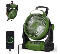 Camping Ventilador 15000mAh,GuKKK Portátil Recargable para Escritorio Tienda de Campaña con Luz LED y Gancho,Timer Ventilador USB de 3 Velocidades para Pesca,Picnic,Exterior