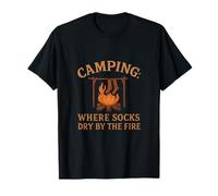 Camping: Where Socks Dry by The Fire Retro Camp Art Camiseta