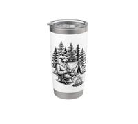 Camping Wolf Wild Outdoor Nature Wildlife Camper Vaso térmico de acero inoxidable de doble pared