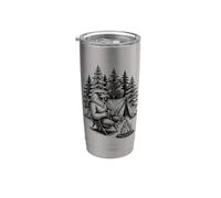 Camping Wolf Wild Outdoor Nature Wildlife Camper Vaso térmico de acero inoxidable de doble pared