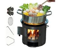 Camping Wood Stove | 25x25x24cm Lightweight Burner With Handle,Effortless Backpacking Stove With Grill Grate And Gloves, Solid Material For Outdoor Backpacking Hiking Cooking