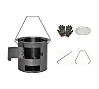 Camping Wood Stove | Lightweight Burner With Handle Backpacking Grill Grate And Gloves For Outdoor Hiking Cooking