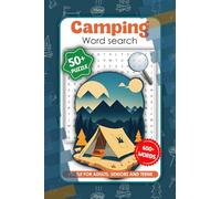 Camping word search puzzle book for adults : fun outdoor adventure brain games with nature, hiking, and wilderness Tthemes
