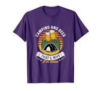 Camping y Cerveza por eso Estoy aquí Tienda de campaña Bebida Camiseta, Hombre, Morado, XXL