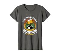 Camping y Cerveza por eso Estoy aquí Tienda de campaña Bebida Camiseta, Mujer, Asfalto, XS