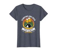 Camping y Cerveza por eso Estoy aquí Tienda de campaña Bebida Camiseta, Mujer, Azul Jaspeado, XL