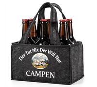 Camping Zubehör Camper Geschenke Männerhandtasche mit Lustig Spruch,Filz Flaschentasche für 6 Flaschen,Bier Geschenke für Männer,Kumpel,Bruder,Papa,Wohnmobil Camping Gadgets Geeignet für Unterwegs