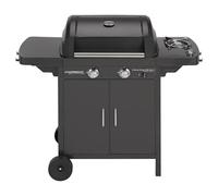 Campingaz 2 Series Classic EXS Vario Barbacoa de gas con 2 quemador, 7.5kW de potencia, Parrilla y plancha de hierro fundido, 1 mesa lateral, 10 litros, Negro/Gris
