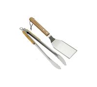 Campingaz Juego de Utensilios para Barbacoa Pinzas y espátula | Utensilios para cocinar a la Parrilla | Acero Inoxidable y Madera Maciza de bambú | Ideal para mariscos, Carnes, Pescados y Verduras