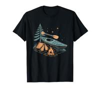 Campista En Kayak Campamento Remoto Acampada Salvaje Remar Camiseta