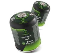 CAMPLORA 2x 450g Cartuchos de gas compatibles con Weber Gasgrill Q100/1000-Serie, Propano & Butano, Cartucho de rosca para hornillos de camping Cartuchos de gas con válvula de rosca Botellas de gas