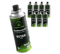 Camplora 8 cartuchos de gas butano de 227 g con válvula MSF-1a gas butano | Para cocina de camping, barbacoa, calefacción de gas, hornillo de gas, estufa de gas de camping, cartucho de gas butano