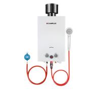 CAMPLUX BW264C-DE Calentador de Agua de Gas (10 L, Tapa de lluvia, 50 mbar, sin Sepósito para Exteriores, para Lavar Caballos, Camping, RV)