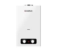 CAMPLUX Calentador de Agua a Gas 10 L, GLP 50 mbar, BY264-DE | Butano/ Propano, 20 kW, Encendido por batería 3 V, Para Instalación de Balcón