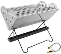 CAMPLUX FoldGo Parrilla Portátil 2 en 1 Gas Carbón Camping, FG14GS | 2 kW, Rejilla 34x25 cm con Bolsa de Transporte, Diseño Plegable Compacto, Ideal para Jardín, Balcón y Viajes