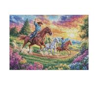 Campo Caballo Corriendo Vida Silvestre Naturaleza Salvaje Rural Puzzle 300 Piezas para Adultos Divertido Creativo Y Relajante Actividades Diarias Y Pasatiempos 300 PCS（40x28cm）