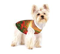Campo de Amapolas al Atardecer,Camiseta de algodón sin Mangas para Mascotas, Chaleco Transpirable, Suave y elástico para Cachorros,L