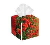 Campo de Amapolas al Atardecer,Dispensador de pañuelos, Funda para Caja de pañuelos, dispensador de pañuelos