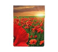 Campo de Amapolas al Atardecer,Funda de Cuero PU para portátil, Funda para portátil, Funda para portátil, maletín para Tableta