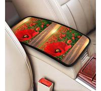 Campo de amapolas al atardecer,Funda para reposabrazos de consola central de vehículo, almohadilla suave y cómoda para pasamanos de coche, cojín universal