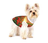 Campo de Amapolas al Atardecer Hermoso Campo de Flores,Camiseta de algodón sin Mangas para Mascotas, Chaleco Transpirable, Suave y elástico para Cachorros,L