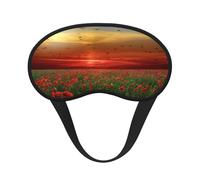 Campo de amapolas rojas al atardecer estampado, Cubiertas oculares completas, antifaces para dormir que bloquean la luz, orejeras opacas para dormir