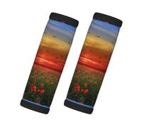 Campo de amapolas rojas al atardecer impreso, 2 piezas de fundas para asas de equipaje, cubiertas suaves y cómodas para asas de equipaje. Etiqueta para equipaje.